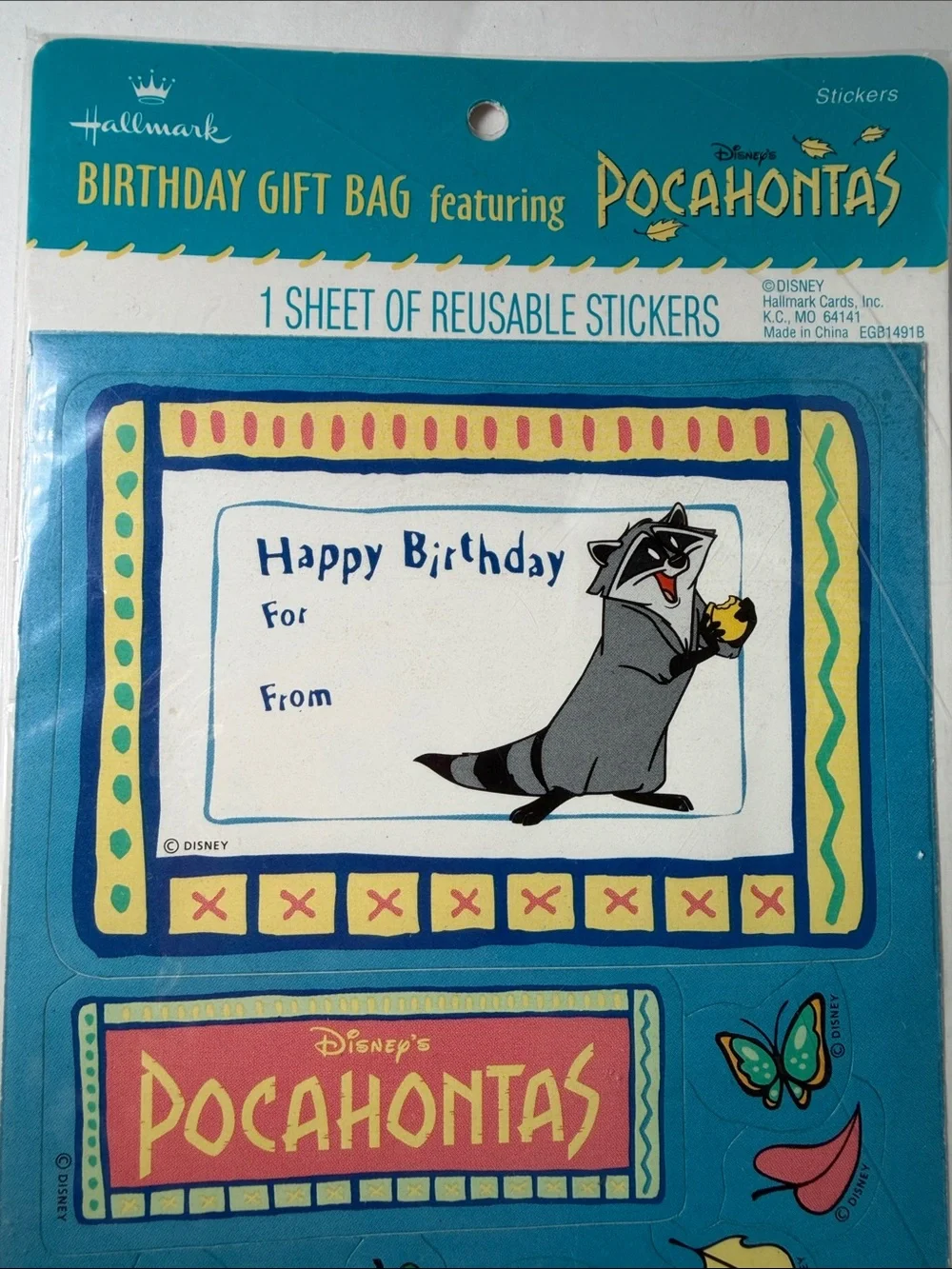 Hallmark Disney Pocahontas Reusable Sticker Sheet